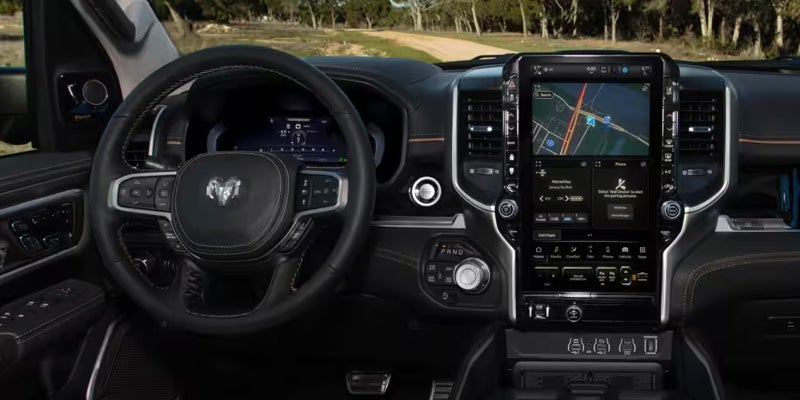 RAM 1500 steering wheel and dashboard